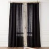Heavyweight Black Linen Window Curtain Panel 48''x84'' -Cb2 HvywtBlkLnn96CurtainPnlSHS23