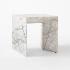 Ilise White Marble Outdoor Side Table -Cb2 IliseSideTable3QSSS23