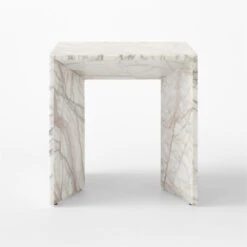 Ilise White Marble Outdoor Side Table -Cb2 IliseSideTableSOSSS23