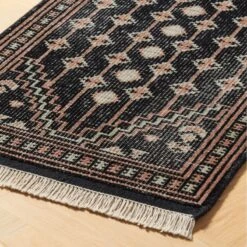 Inaz Hand-Knotted Black Wool Runner Rug 2.5'x8' -Cb2 InazHdkdNZWlBlkRnnr2p5x8ROS23