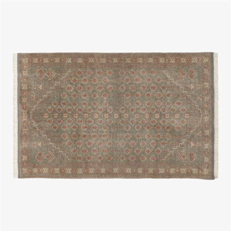 Inaz Hand-Knotted Natural Wool Area Rug 5'x8' 3 Inaz Hand-Knotted Natural Wool Area Rug 5'x8'