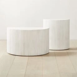 2-Piece Incovo White Half-Moon Side Table Set