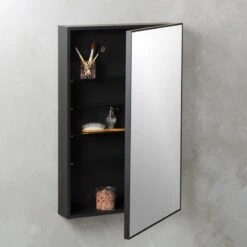 Infinity Black Medicine Cabinet 24"x36" -Cb2 InfinityRectBthCbLgBk24X36ROS19