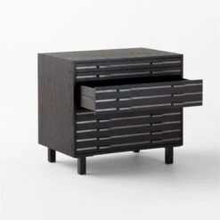 Inline Black Oak Wood 4-Drawer File Cabinet With Blackened Steel Handles -Cb2 InlineBlkFilingCabinet3QAVSSF23