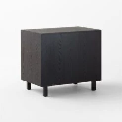 Inline Black Oak Wood 4-Drawer File Cabinet With Blackened Steel Handles -Cb2 InlineBlkFilingCabinet3QBSSF23