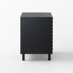 Inline Black Oak Wood 4-Drawer File Cabinet With Blackened Steel Handles -Cb2 InlineBlkFilingCabinetSDSSF23