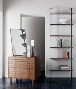 Helix Walnut Wood Wall Mount Bookshelf 96'' 14 Helix Walnut Wood Wall Mount Bookshelf 96'' -Cb2 InlineBrassFilingCabinetJN20 1