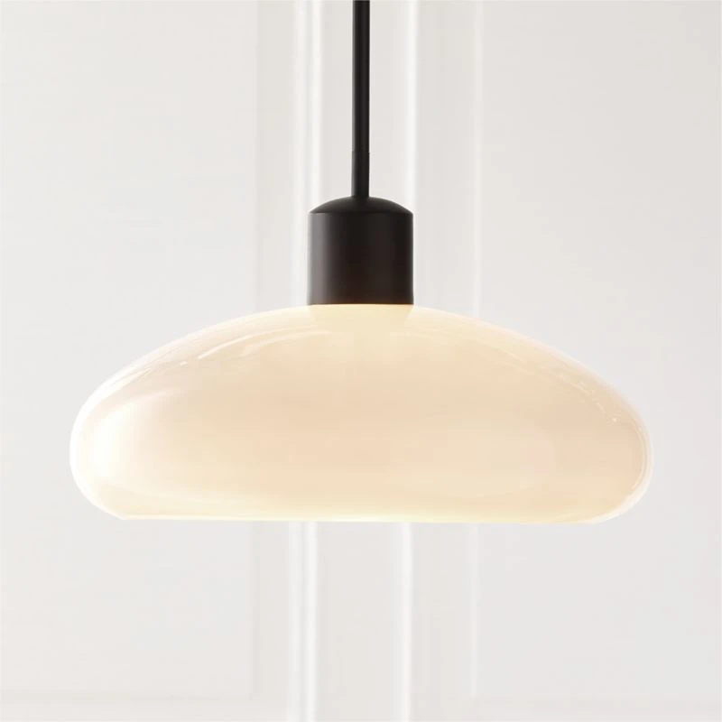Iona Matte Black And Opaline Glass Pendant Light 4 Iona Matte Black And Opaline Glass Pendant Light - Image 2