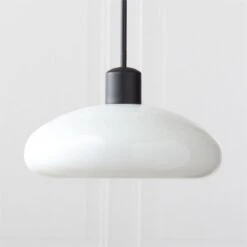Iona Matte Black And Opaline Glass Pendant Light
