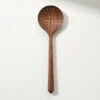 Make The Pasta Slotted Wooden Spoon -Cb2 JFMakeThePastaWalnutSpoonSHF20