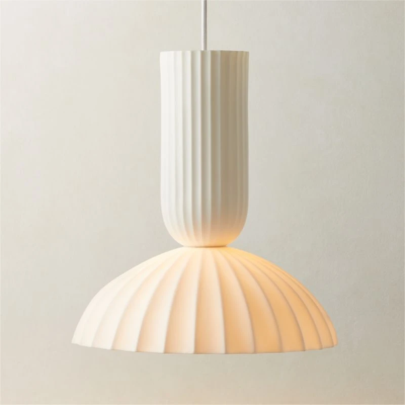 Jeanne Fluted White Porcelain Dome Pendant Light 4 Jeanne Fluted White Porcelain Dome Pendant Light - Image 2