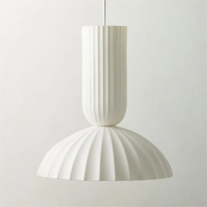 Jeanne Fluted White Porcelain Dome Pendant Light 3 Jeanne Fluted White Porcelain Dome Pendant Light