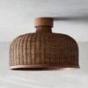 Sago Rounded Rattan Flush Mount Light -Cb2 KDSagoRattanFlushMountSHF21