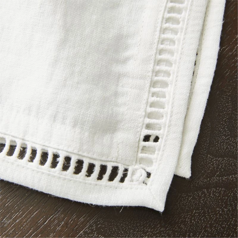 Eyelet White Linen Napkin 6 Eyelet White Linen Napkin - Image 4