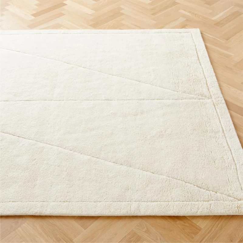 Kayamb Hand-Knotted Ivory New Zealand Wool Area Rug 5'x8' 4 Kayamb Hand-Knotted Ivory New Zealand Wool Area Rug 5'x8' - Image 2