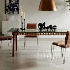 Black Aluminum Ribbon Table Sculpture -Cb2 KeaWoodAndGlassDiningAG20 1x1 1