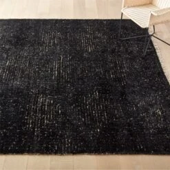 Keen Hand-Knotted Viscose Black Area Rug 5'x8' -Cb2 KeenBlackViscoseRug8x10SHF21