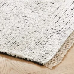 Keen Hand-Knotted White Viscose Area Rug 5'x8' -Cb2 KeenWhtWBlkVscsRug8x10AVSHF23