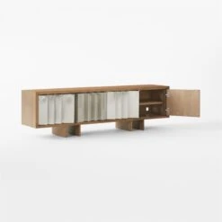 Kibo Steel And Oak Wood Media Console 83'' -Cb2 KiboLargeMediaCredenza3QAVSSF22