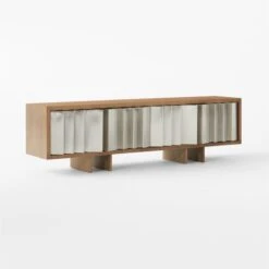 Kibo Steel And Oak Wood Media Console 83'' -Cb2 KiboLargeMediaCredenza3QSSF22