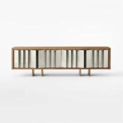 Kibo Steel And Oak Wood Media Console 83'' -Cb2 KiboLargeMediaCredenzaSOSSF22