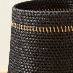 Korin Black Rattan Decorative Basket Small -Cb2 KorinRttnBkTallBasketSmAVSHF23