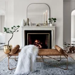 Infinity Black Mantel Wall Mirror 42"x37" -Cb2 LaStrizzaSaddleLeatherBenchOC20 1x1 3