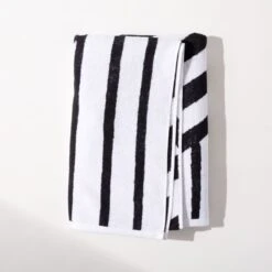 Lake Shore Organic Cotton Black Striped Beach Towel