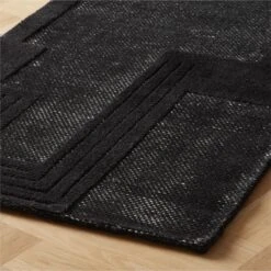 Larso Hand-Tufted Wool-Blend Black Runner Rug 2.5'x8' -Cb2 LarsoTftdBlkRunner2p5x8ROS23