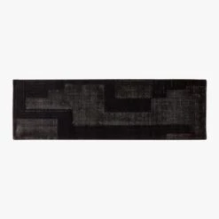 Larso Hand-Tufted Wool-Blend Black Runner Rug 2.5'x8'