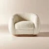 Laszlo Warm White Boucle Swivel Chair -Cb2 LaszloWrmWhtBclSwvlChairSHF23