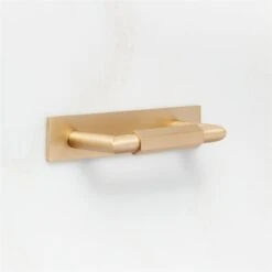 Lavau Brushed Brass Cabinet Handle With Backplate 3" 7 Lavau Brushed Brass Cabinet Handle With Backplate 3" -Cb2 LavauHndlWBkpltBrhdBs3inAVSHF23