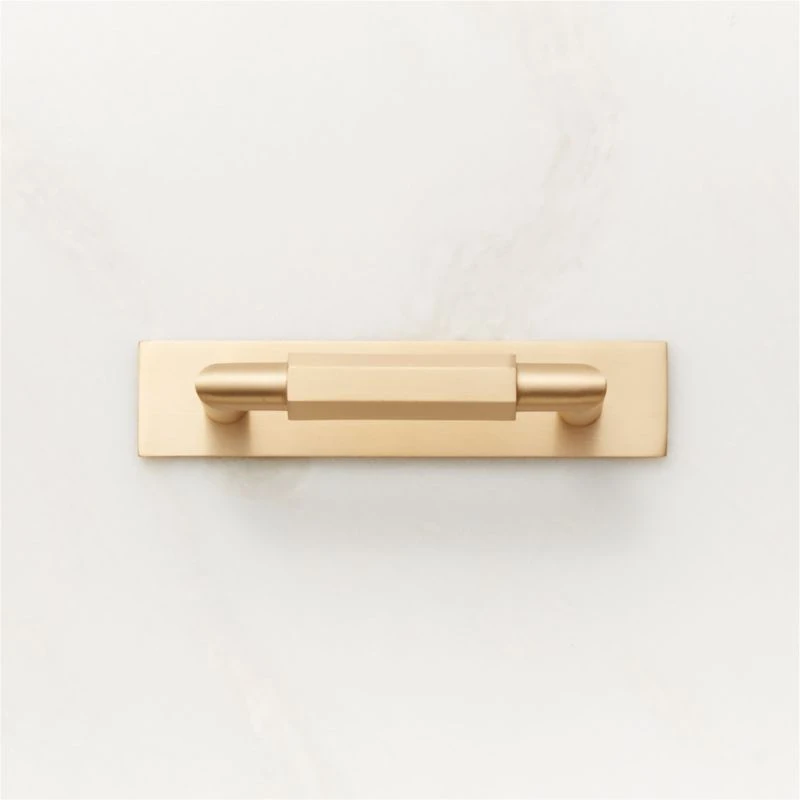 Lavau Brushed Brass Cabinet Handle With Backplate 3" 2 Lavau Brushed Brass Cabinet Handle With Backplate 3"
