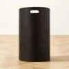 Black Leather Laundry Hamper -Cb2 LeatherBlkIvoryHamperSHS23