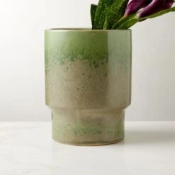 Leda Green Vase -Cb2 LedaGreenVaseROS22
