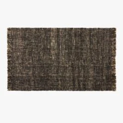 Leno Black And Natural Handwoven Jute Area Rug 5'x8'