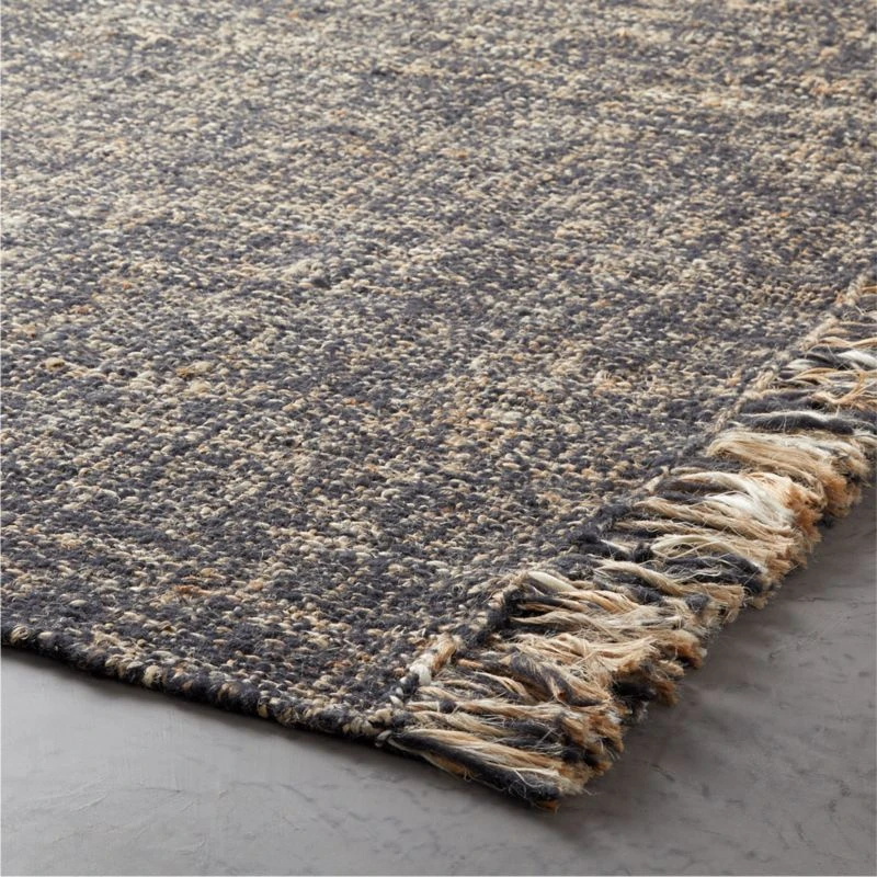 Leno Black And Natural Handwoven Jute Area Rug 5'x8' 5 Leno Black And Natural Handwoven Jute Area Rug 5'x8' - Image 3