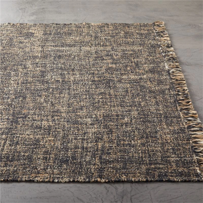 Leno Black And Natural Handwoven Jute Area Rug 5'x8' 4 Leno Black And Natural Handwoven Jute Area Rug 5'x8' - Image 2