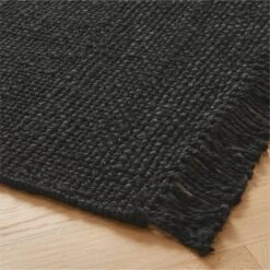 Leno Handwoven Black Jute Area Rug 5'x8' -Cb2 LenoBlkNBlkJtRug8x10AVSHF23