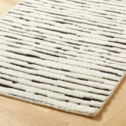 Levi Handknotted New Zealand Wool Black And Ivory Runner Rug 2.5'x8' -Cb2 LeviNZWlBkNWtRnnr2p5x8AVSHF22