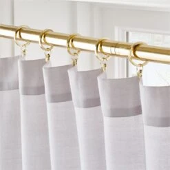 Polished Brass Curtain Rings With Clips Set Of 9 8 Polished Brass Curtain Rings With Clips Set Of 9 -Cb2 LghtwghtWlLtGreyPnl96inAVSHF21