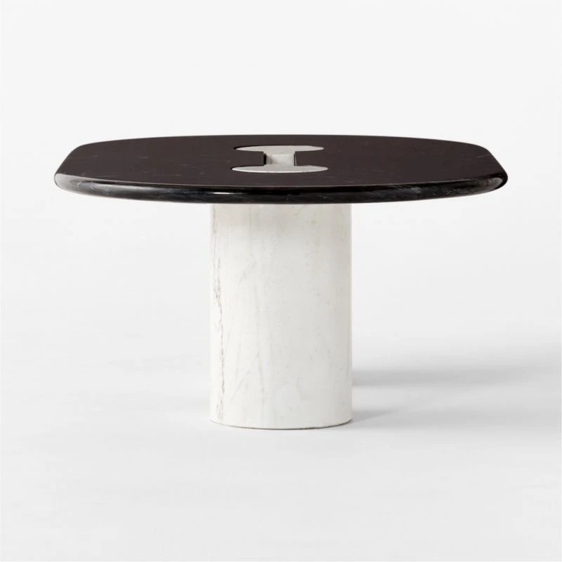 Liguria Oval Black Marble Coffee Table With White Marble Base 7 Liguria Oval Black Marble Coffee Table With White Marble Base - Image 5