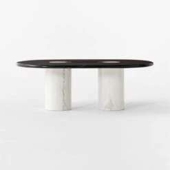 Liguria Oval Black Marble Coffee Table With White Marble Base 11 Liguria Oval Black Marble Coffee Table With White Marble Base -Cb2 LiguriaBkOvTpWtBsMbCfTblSOSSF22