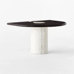 Liguria Rounded Black Marble Side Table With White Marble Base 11 Liguria Rounded Black Marble Side Table With White Marble Base -Cb2 LiguriaBkTopWtBsTable3QSSF22