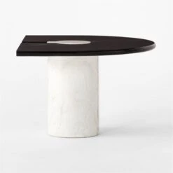 Liguria Rounded Black Marble Side Table With White Marble Base 12 Liguria Rounded Black Marble Side Table With White Marble Base -Cb2 LiguriaBkTopWtBsTableSDSSF22