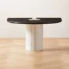Liguria Rounded Black Marble Side Table With White Marble Base -Cb2 LiguriaBkTopWtBsTableSHF22