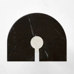 Liguria Rounded Black Marble Side Table With White Marble Base 15 Liguria Rounded Black Marble Side Table With White Marble Base -Cb2 LiguriaBkTopWtBsTableTOPSSF22