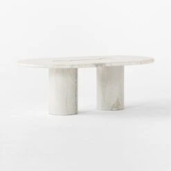 Liguria Oval White Marble Coffee Table With White Marble Base 10 Liguria Oval White Marble Coffee Table With White Marble Base -Cb2 LiguriaWtOvTpWtBsMbCfTbl3QSSF22