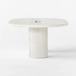 Liguria Oval White Marble Coffee Table With White Marble Base 11 Liguria Oval White Marble Coffee Table With White Marble Base -Cb2 LiguriaWtOvTpWtBsMbCfTblSDSSF22