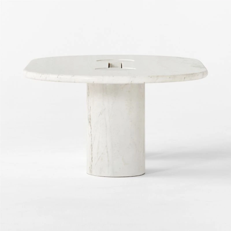 Liguria Oval White Marble Coffee Table With White Marble Base 6 Liguria Oval White Marble Coffee Table With White Marble Base - Image 4